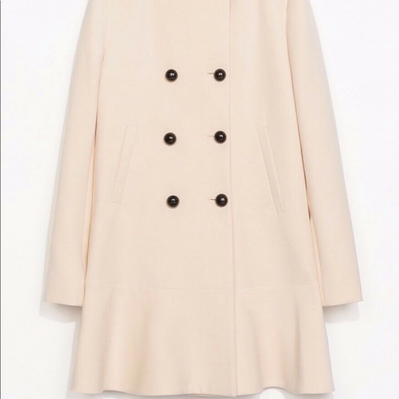 Zara Jackets & Coats Zara Beautiful Cream Double Breasted Peplum